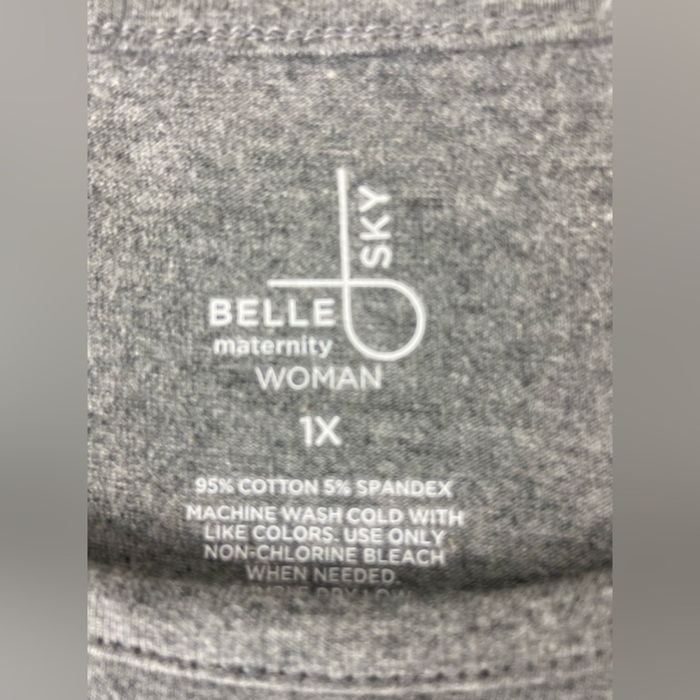 Belle Sky Gray Jersey Long Sleeve Maternity Dress Sz 1X (sku 191) - Picture 3 of 13